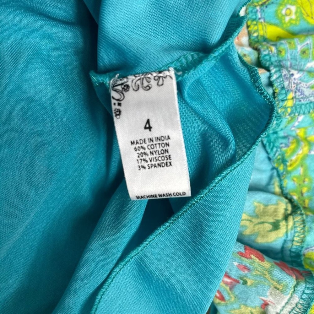 Free Planet Floral Turquoise Paisley Skirt Toddler Girls Size 4 - Picture 5 of 6